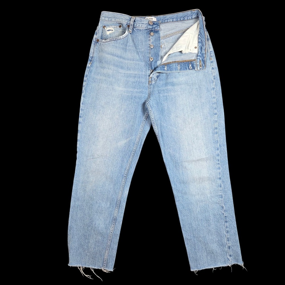 RE/DONE 70s Ultra High Rise Stove Pipe Jeans Blue Light Wash Button Fly Size‎ 31